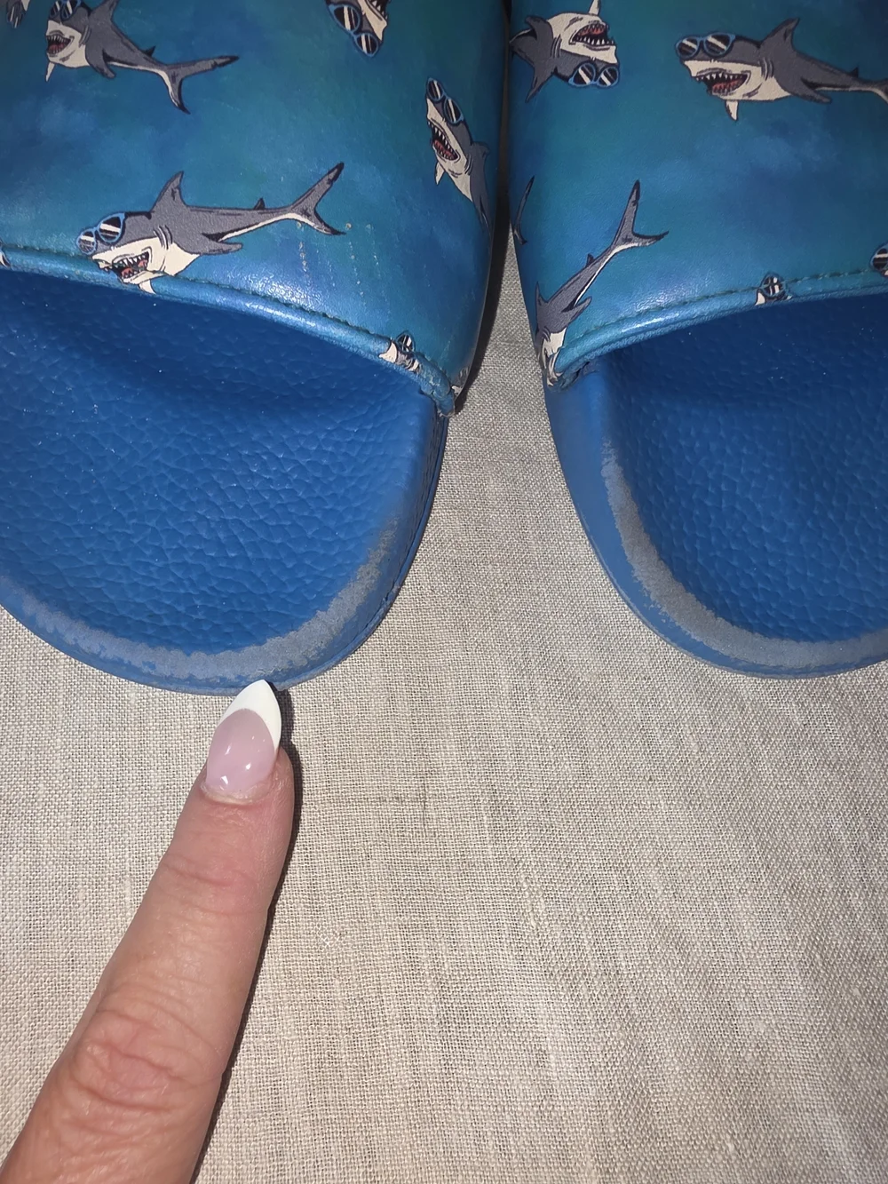 Old Navy Blue Shark-Print Slide Sandals